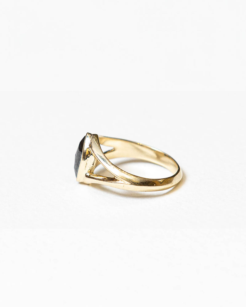 Bexon Jewelry Black Marquise Rose Cut Diamond Ring 14k Yellow Gold