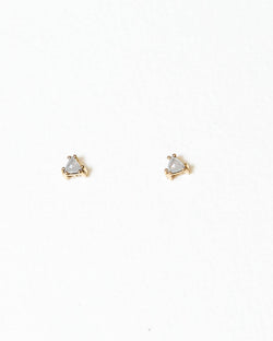 Bexon Jewelry White Trillant Diamond Stud Earrings 14k Yellow Gold