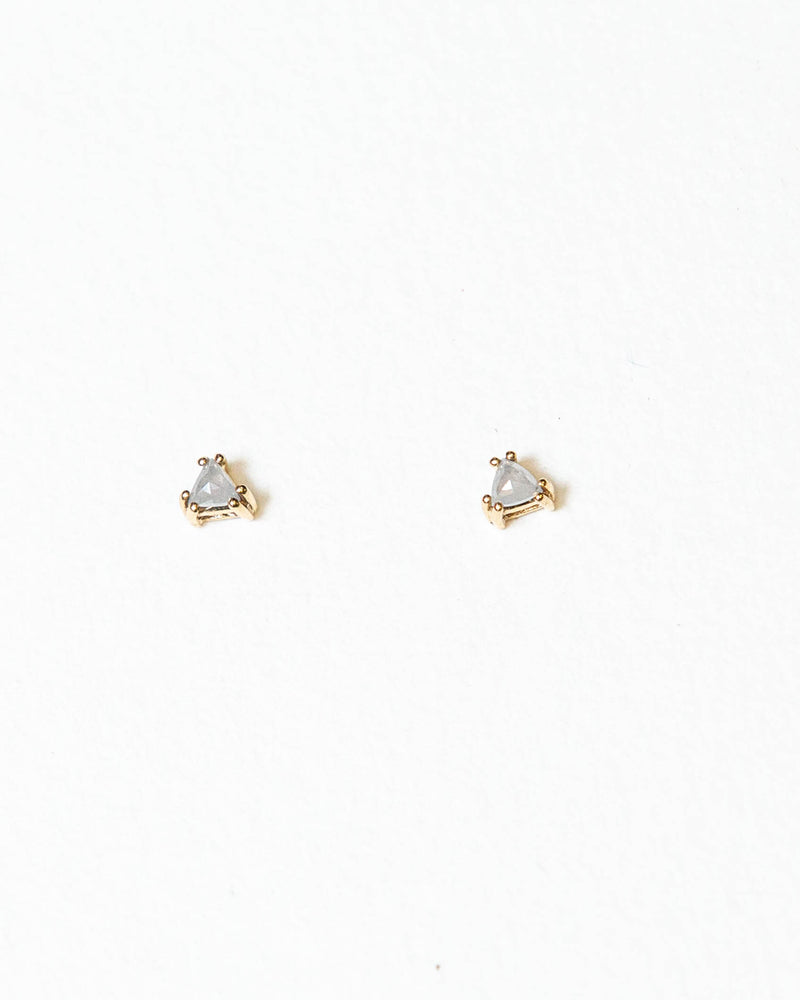 Bexon Jewelry White Trillant Diamond Stud Earrings 14k Yellow Gold