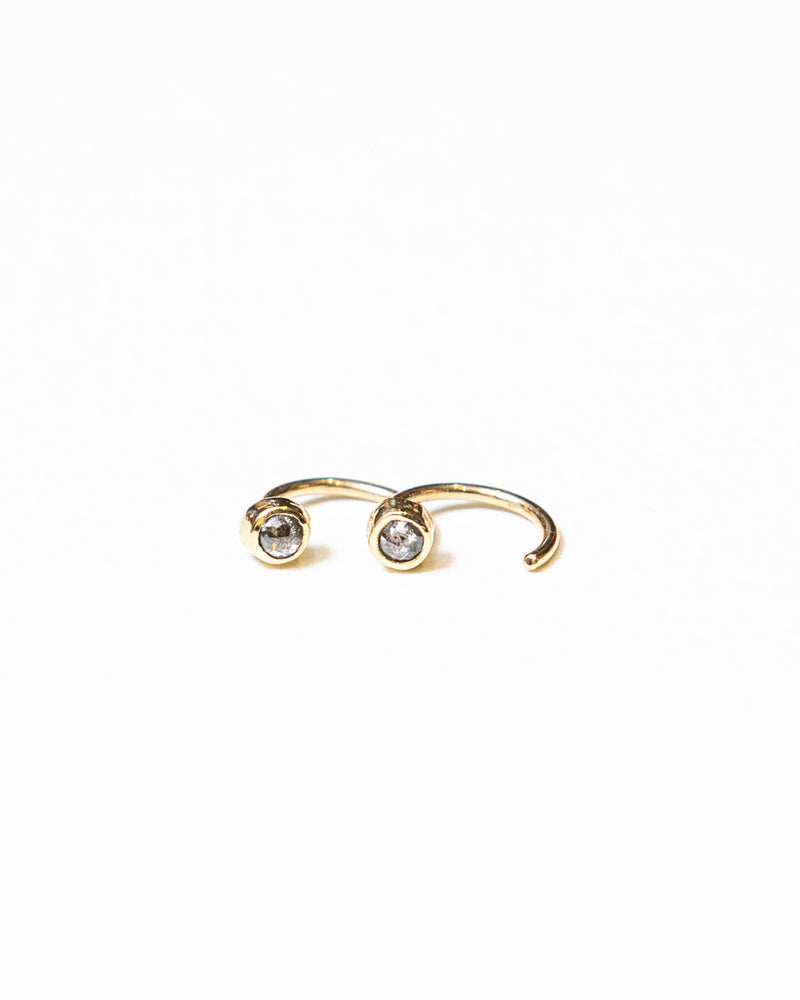 Bexon Jewelry Grey Rose Cut Diamond Huggie Earrings 14k Yellow Gold